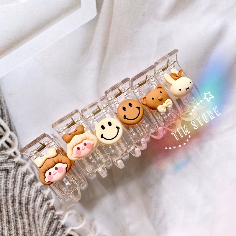 Kẹp tóc bấu dài mặt cười smile nhựa đẹp TÍM STORE phụ kiện búi tóc phong cách sang trọng