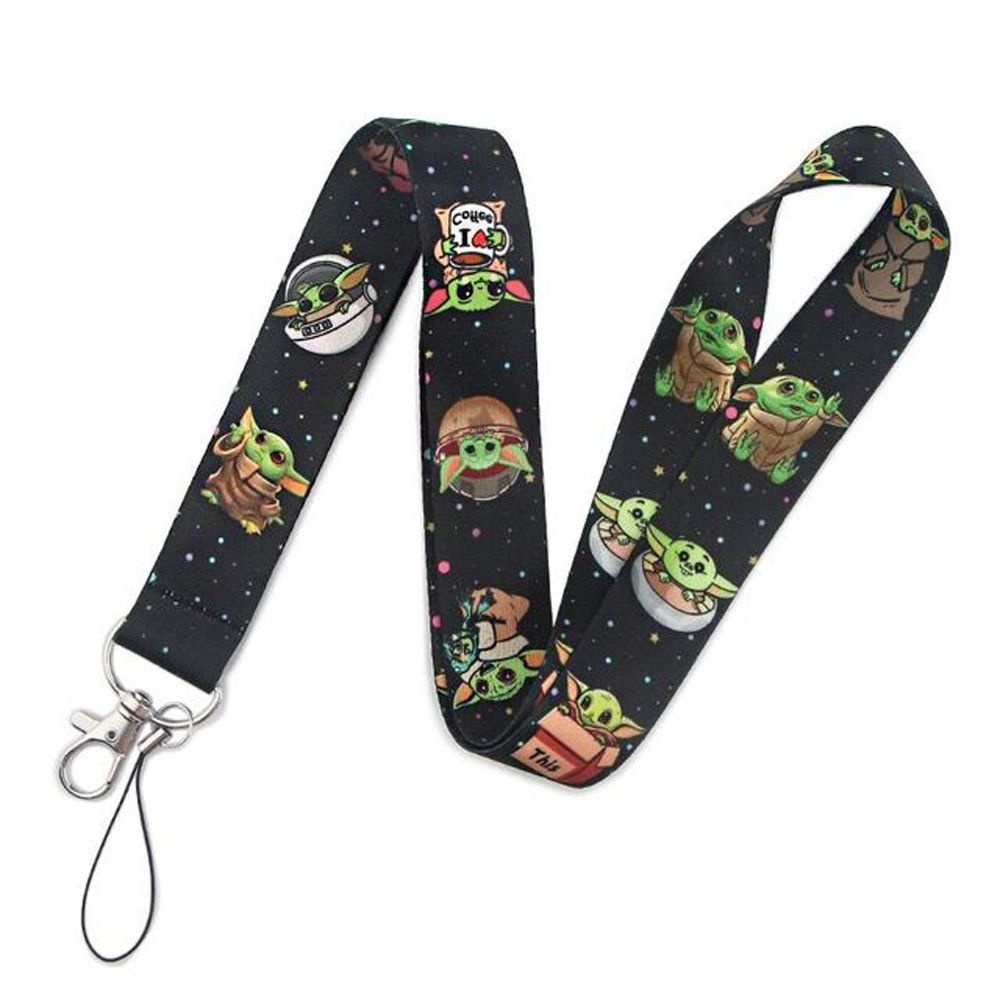 BERNARDO Gifts Alien Lanyards Keyring Neck Strap Baby Yoda Hanging Rope Certificate Lanyard Phone Pendant Cartoon Lariat Keycord Webbing Mobile Phone Straps