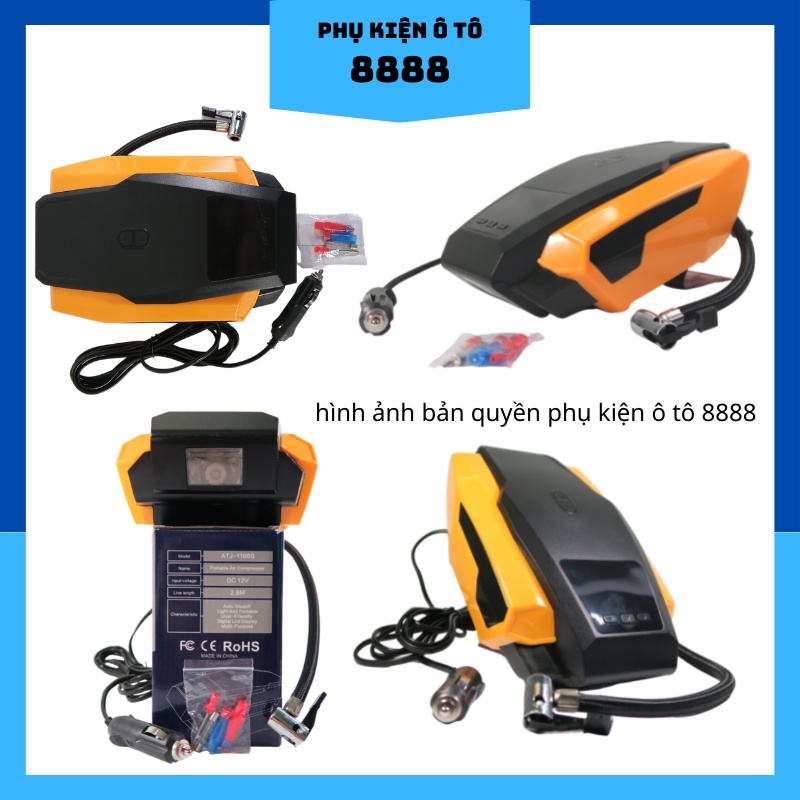 Bơm lốp xe ô tô 150PSI, 120W, màn hình LCD, tự động ngắt, có dây, đèn LED 2 trong 1, siêu bền, bơm siêu nhanh, +bộ đầu