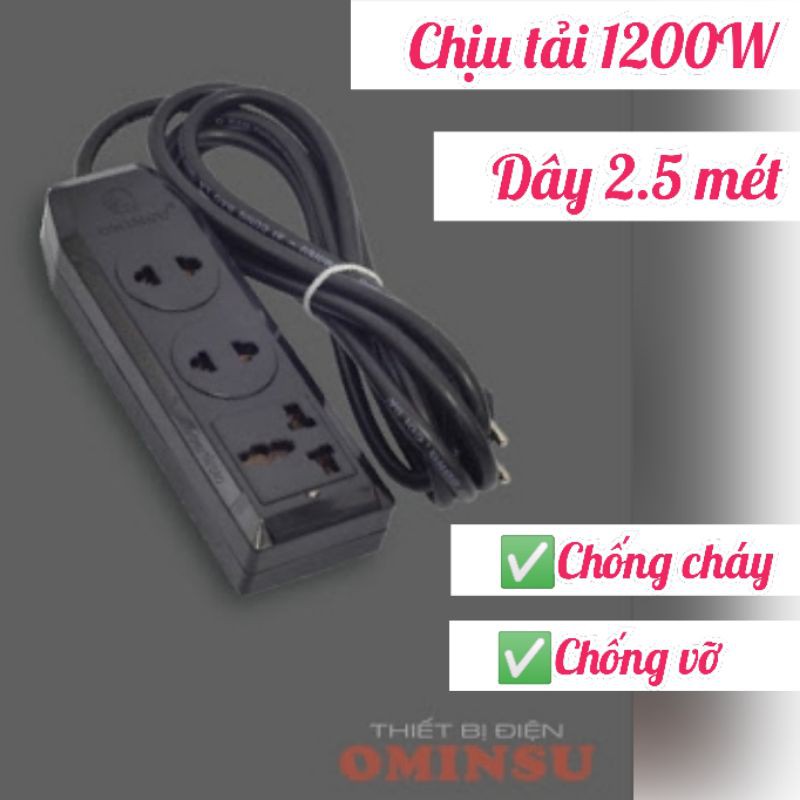 Ổ cắm điện có dây OMINSU 3 lỗ cắm, 2.5m - Hàng Việt Nam chất lượng cao