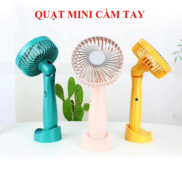 Quạt cầm tay mini tích điện có đế để bàn, 2 tốc độ gió, sạc USB tích điện (B01)