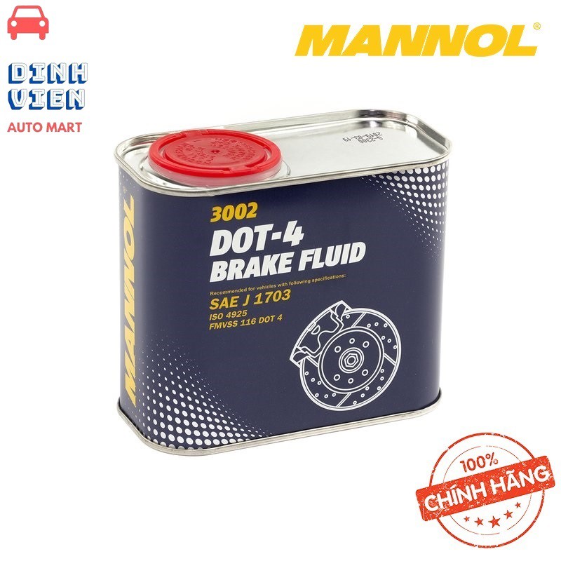 Dầu Phanh MANNOL 3002-05 ME Dot-4 Brake Fluid  0.5Lít Dầu phanh tổng hợp gồm polyglycols, este và các chất ức chế ăn mòn