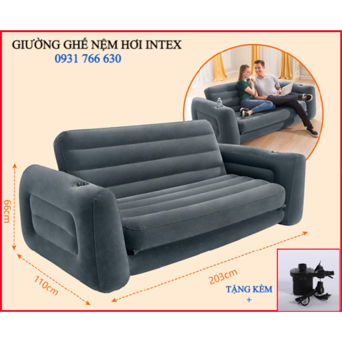 [ MỚI 100% 2021 ] Giường ghế bằng nệm hơi đa năng Intex 224x203x66cm.Tặng kèm bơm hơi 3 đầu