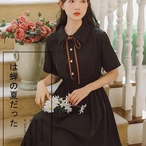 ⭐0412⭐New summer fashion Korean style bow tie short-sleeved dress