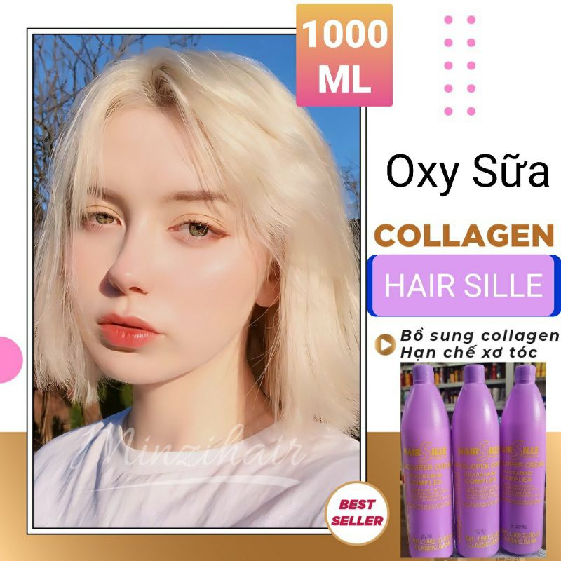 Oxy Hair Sille Sữa Collagen chai tím 1000 ml siêu thơm lên màu nhanh ít khô tóc  Tận Gốc  trợ nhuộm không rát da đầu .
