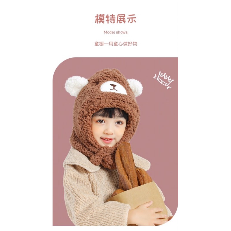 Mũ lông cừu siêu ấm cho bé trai bé gái sale 88k