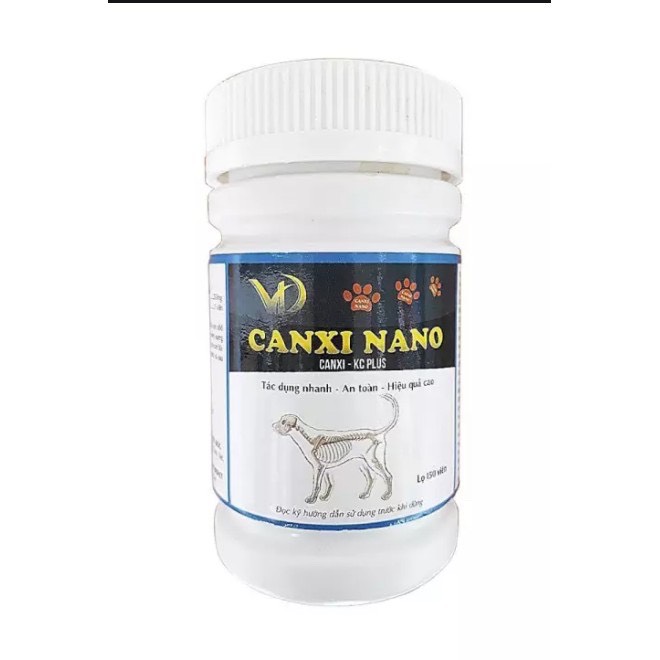 Canxi nano chó mèo cho chó bầu phục hồi bị hạ bàn tai cụp (150viên/lọ)