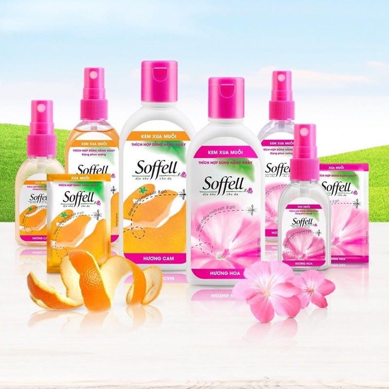 SOFFEL CHỐNG MUỖI DẠNG XỊT, KEM HƯƠNG HOA, HƯƠNG CAM