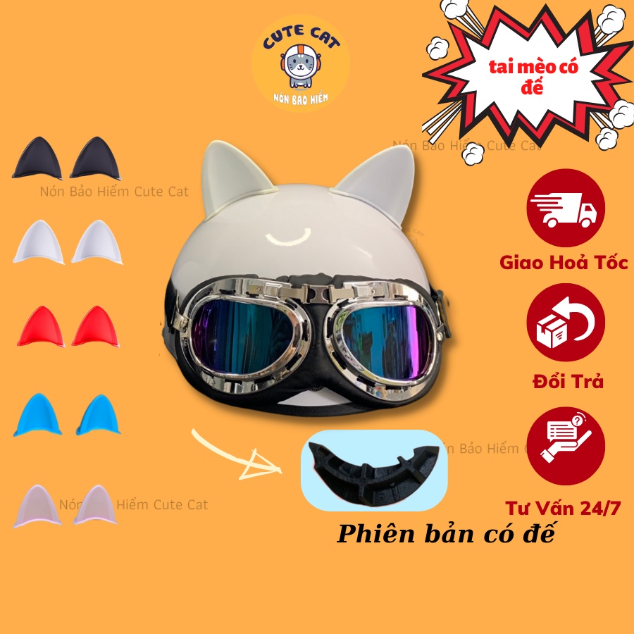 tai Mèo Gắn Mũ Bảo Hiểm Siêu Cute, Tai Mèo Trang trí Nón Bảo Hiểm Có Nhiều Màu Sắc Lựa Chọn Chất Liệu Nhựa CUTE CAT