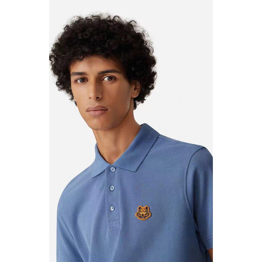 Polo Kenzo nam cộc tay trơn logo hổ cam0