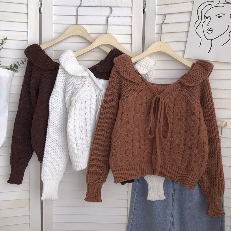 Áo len nơ Vintage