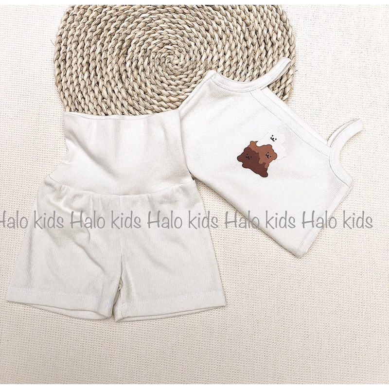 Bộ 2 dây chất liệu thun tăm hình gấu hàn quốc cho bé gái