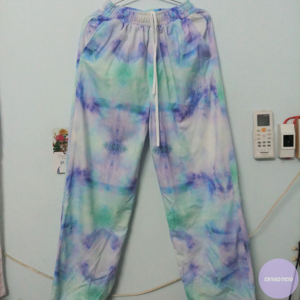 Set Tie Dye bộ áo croptop + quần dài ống rút loang mày Tie Dye