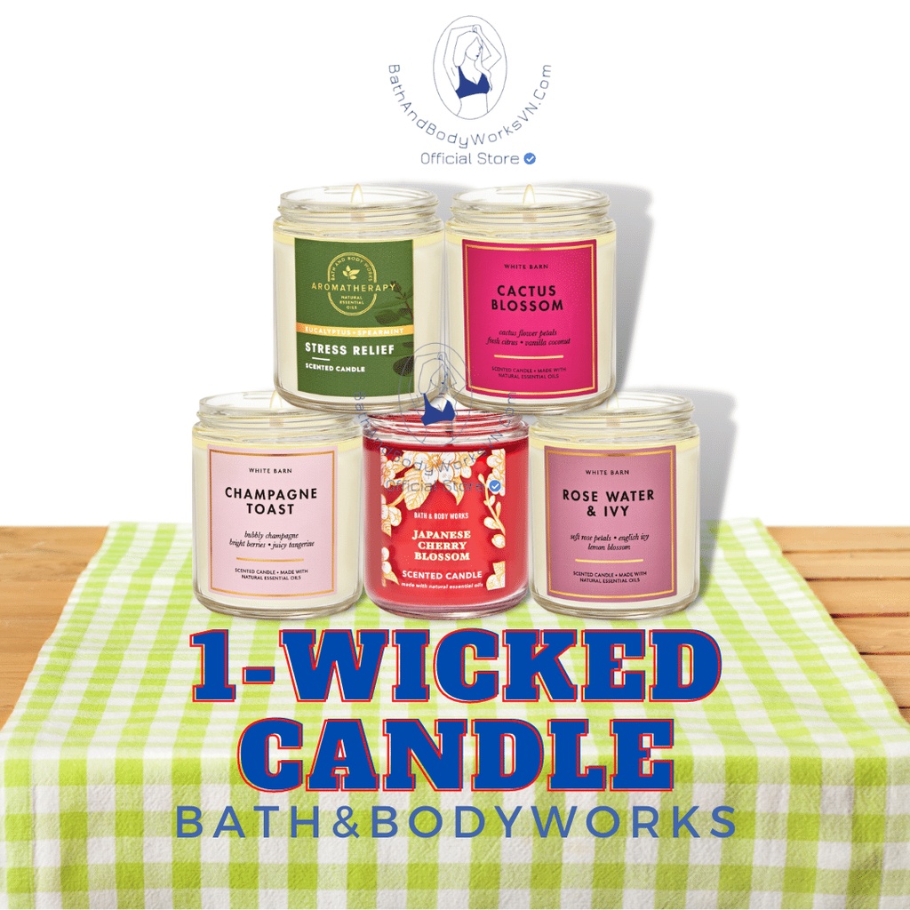 ( Có quà tặng) 1-Wicked Candle Nến thơm 1 bấc Bath And Body Works Thơm phòng, thư giãn sâu, giảm Stress