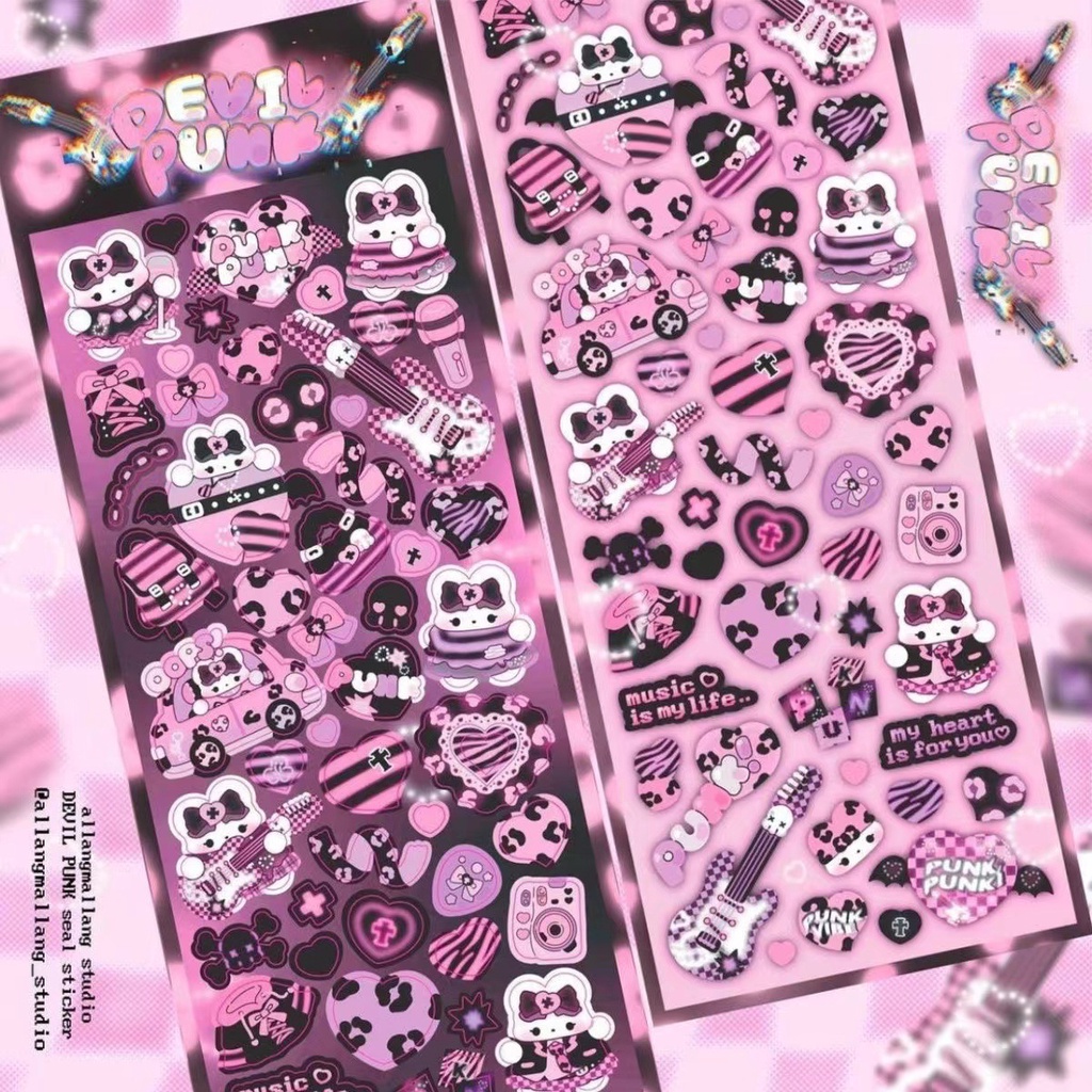 Peach 1Pcs South Korean cartoon glitter rabbit stickers Journal Scrapbook Decor Sticker