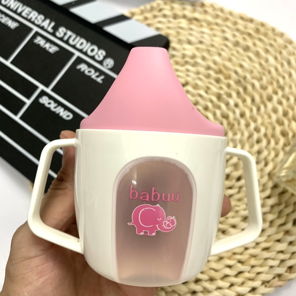 Cốc uống nước cho bé, Cốc tập uống 2 tay cầm Baby Babuu Nhật Bản 150ml cho bé