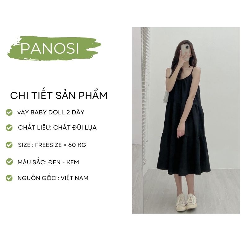 Váy suông đầm suông dáng dài maxi hai dây chất đũi mát siêu xinh PANOSI - V100 | BigBuy360 - bigbuy360.vn