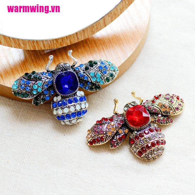 Ghim cài áo hình côn trùng đính pha lê thiết kế phong cách retro