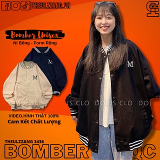 Áo Khoác Bomber Đôi Nam Nữ Nỉ Bông Dày Dặn Form Rộng Unisex THÊU MR.MIB - THEULZZANG 3436