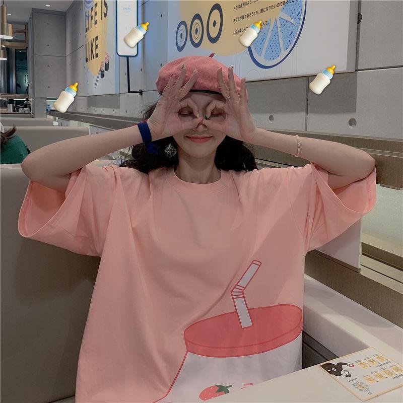 Áo Thun Tay Ngắn Dáng Rộng Phong Cách Harajuku Hàn Quốc Thời Trang Mùa Hè Cho Nữ