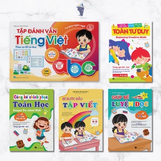 Sách - Bộ 5 Cuốn Giúp Bé Luyện Đọc - Bé Tập Đánh Vần - Bé Bước Đầu Tập Viết - Toán Tư Duy