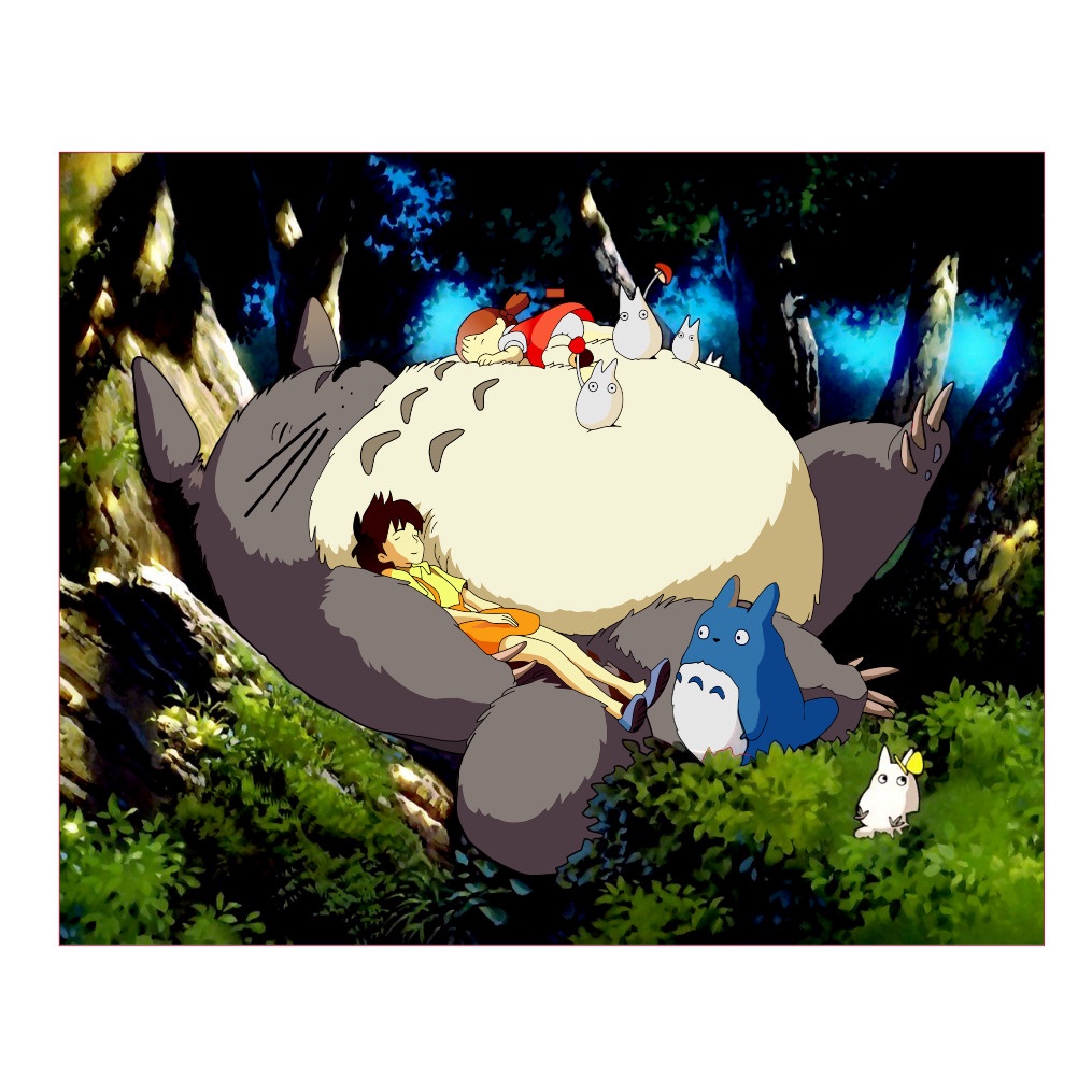 Tranh Vải Decor Phòng Siêu Xinh Treo Tường Hình Totoro Cực Đáng Yêu Tặng kèm đèn nháy và móc treo