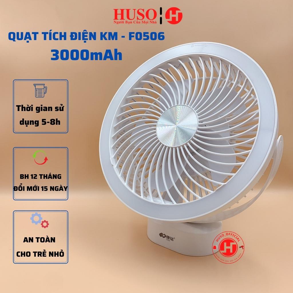 Quạt tích điện mini KANG MING F0506 - 3000mAh quạt sạc tích điện để bàn, treo tường, an toàn cho trẻ nhỏ - HUSO