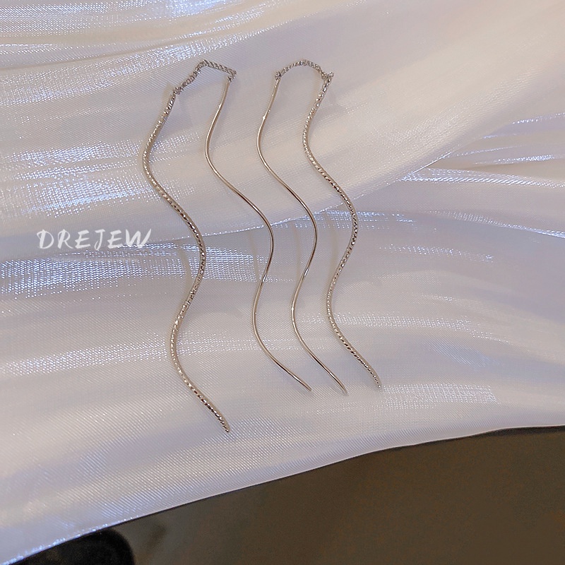 DREJEW Bông Tai Dáng Dài Phối Tua Rua Phong Cách Hàn Quốc Đơn Giản Thời Trang