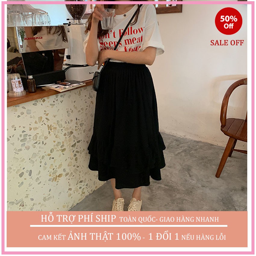 CHÂN VÁY ULzzang, chân váy Vintage , CHân váy tầng dáng xòe vải lụa thời trang hàn quốc,  cam kêt hàng giống như