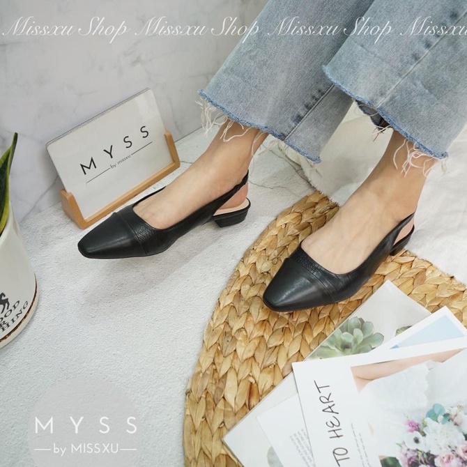 Giày nữ mũi tròn da lì phối da lộn 2 cm thời trang MYSS - CG131