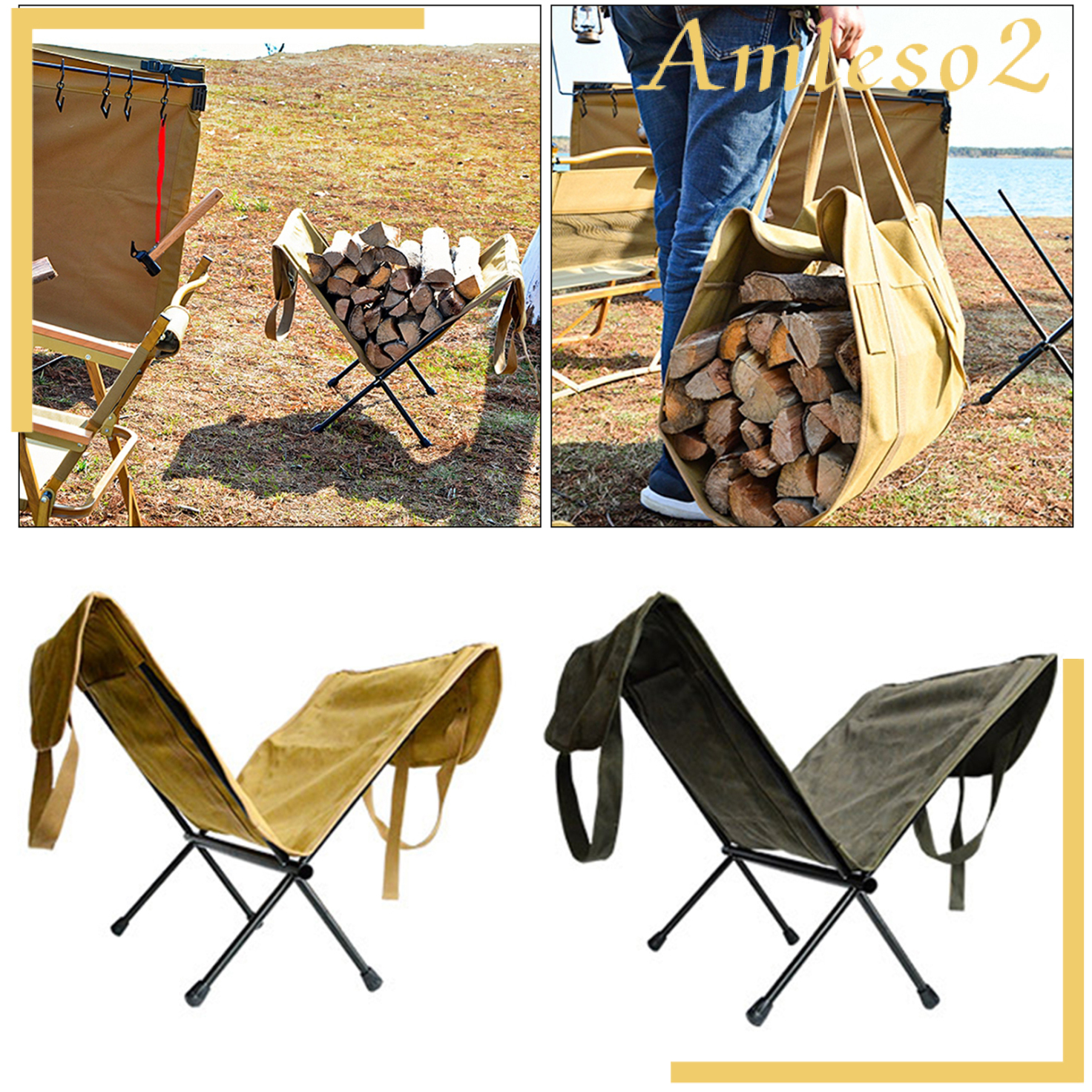 Set 2 Túi Vải Canvas Đựng Đồ Nướng Bbq Tiện Lợi