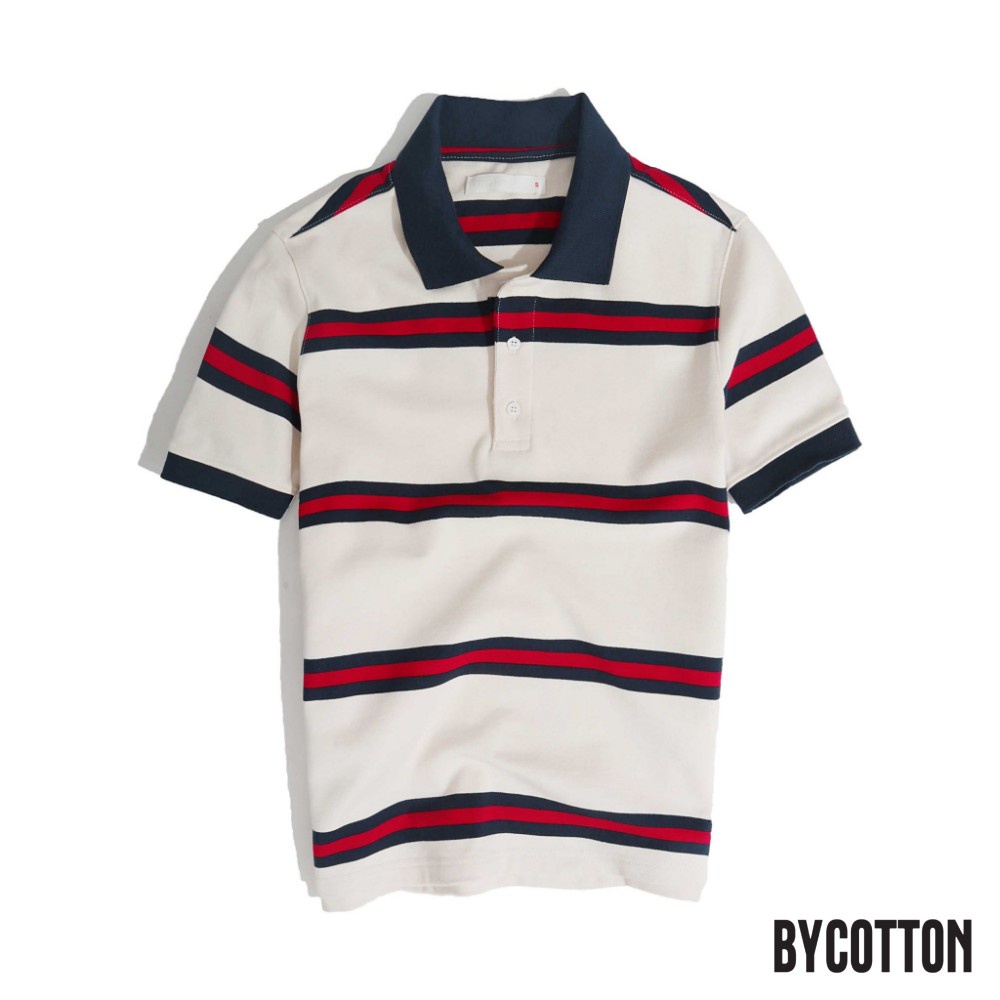 Áo Thun Polo Nam Cổ Bẻ Sọc Xanh Đỏ BY COTTON Red Navy Stripe Polo