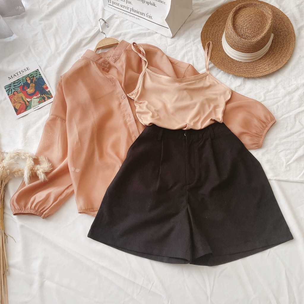 SET SM VOAN TƠ NUDE + ÁO 2S TRONG + SHORT