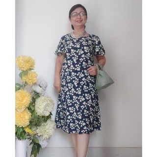 Váy Đầm Trung Niên Dáng Suông Cánh Tiên  - Chất Liệu Lụa Mát - Size Từ 44Kg - 70kg