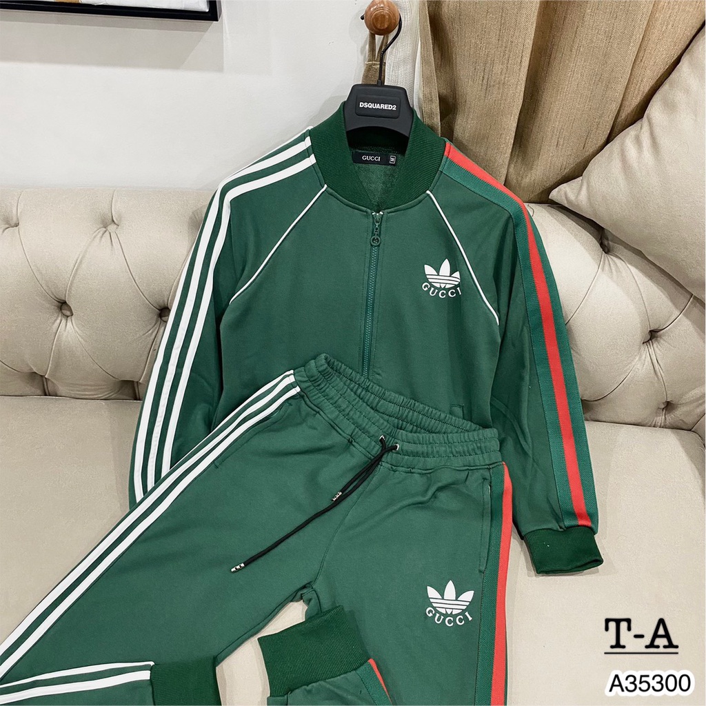 Bộ Nỉ Adidas Xanh Hót Hít - Bộ Nỉ Dài Tay 3 Sọc Xanh Lá Cây Cực Chất