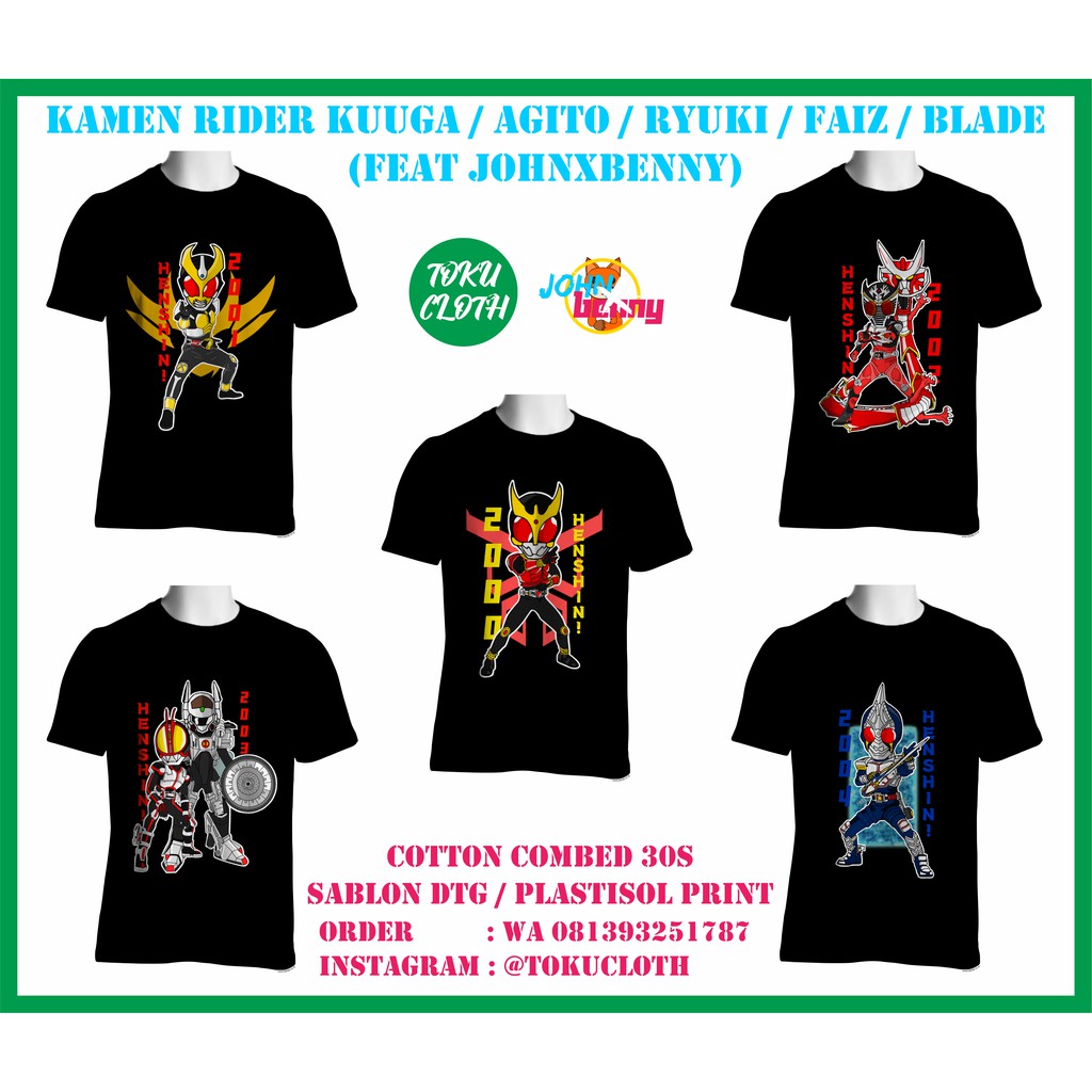 Áo thun in hình Kamen Rider Kuuga / Agito / Ryuki / Faiz / Blade