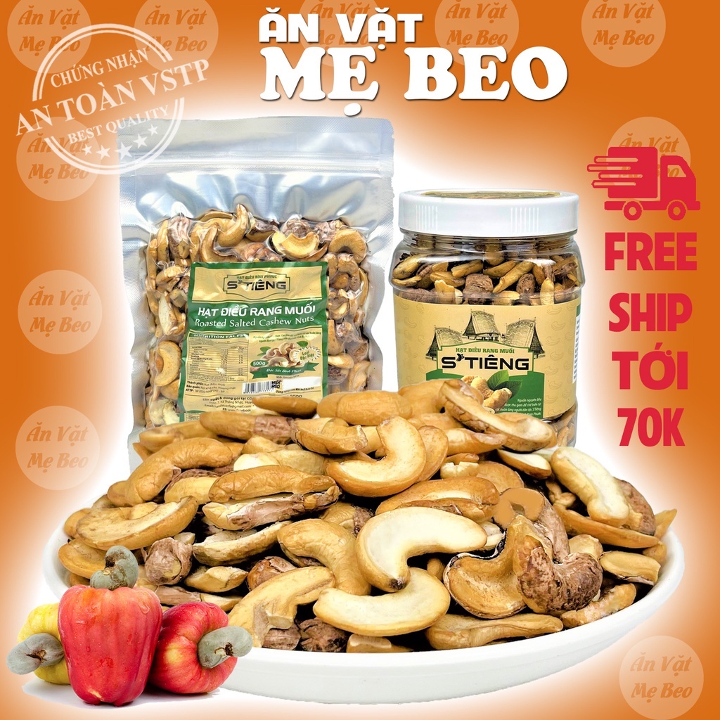 500Gr Hạt Điều Rang Muối Bình Phước Loại Bể Vỡ Còn Vỏ STiêng