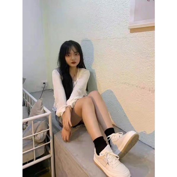 Giầy thể thao trắng có chữ đế bánh mì thời trang Nahada Shop