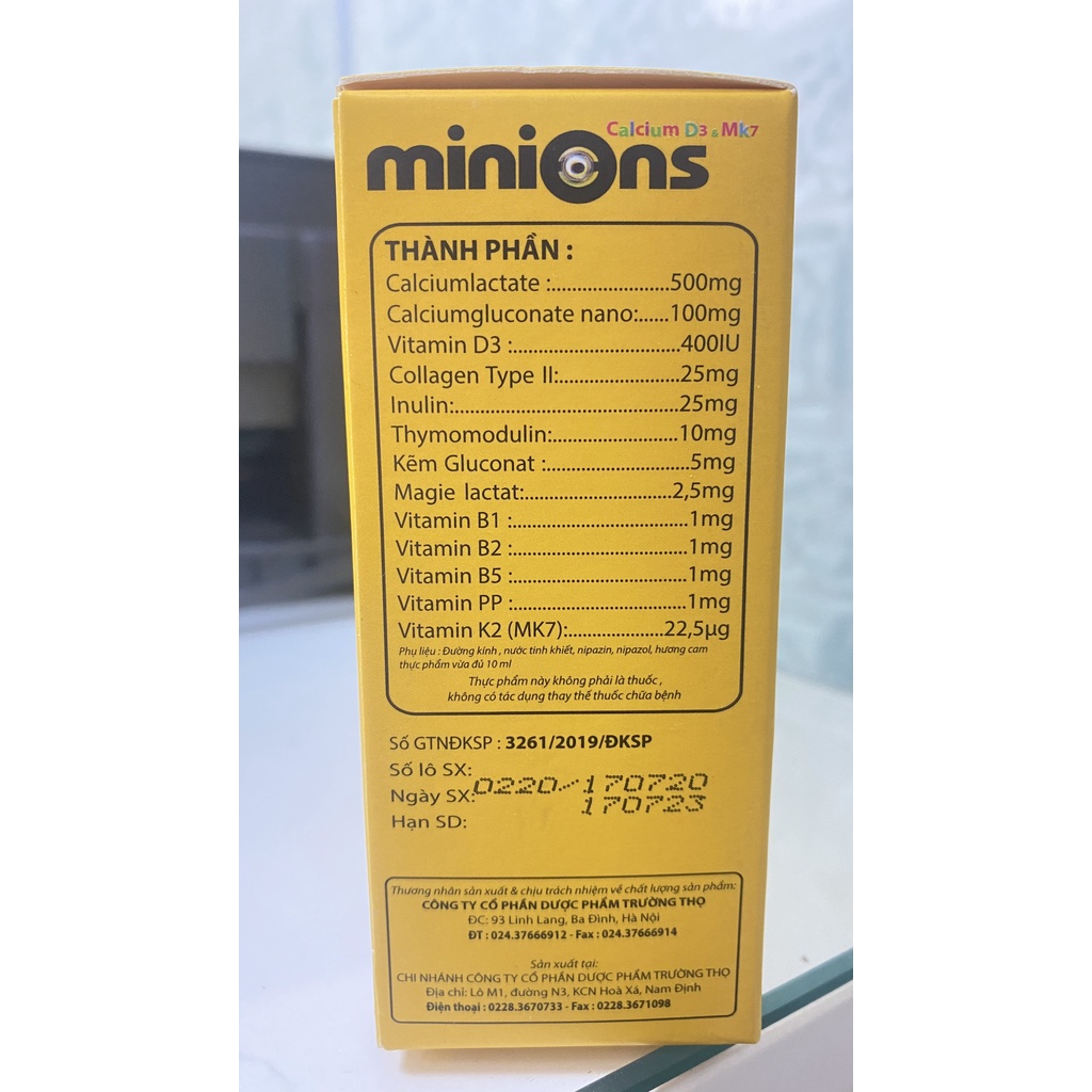 Minions Calcium d3 mk7 tăng cường hấp thu canxi giúp xương răng chắc khỏe,phát triển chiều cao cho bé