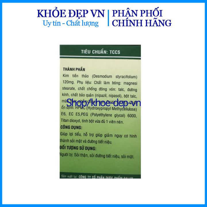 Viên kim tiền thảo giúp lợi tiểu, hỗ trợ giảm nguy cơ hình thành sỏi mật và sỏi đường tiết niệu - Hộp 100 viên