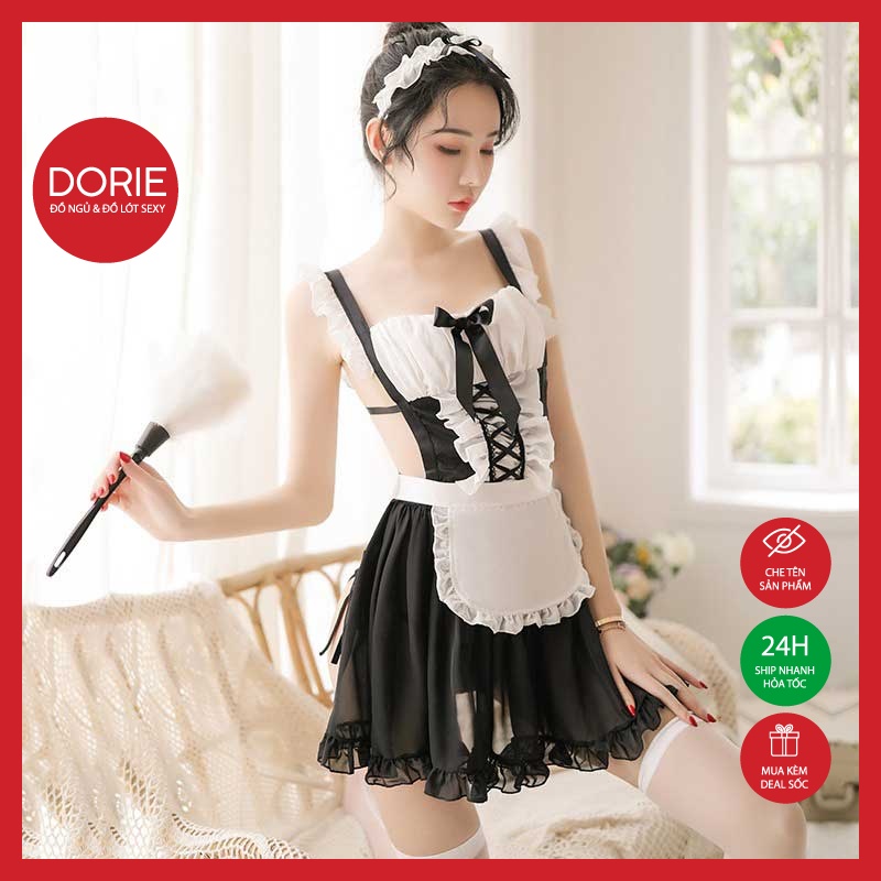 Đồ ngủ nữ sexy cosplay nàng hầu gái hở lưng cao cấp gợi cảm 973