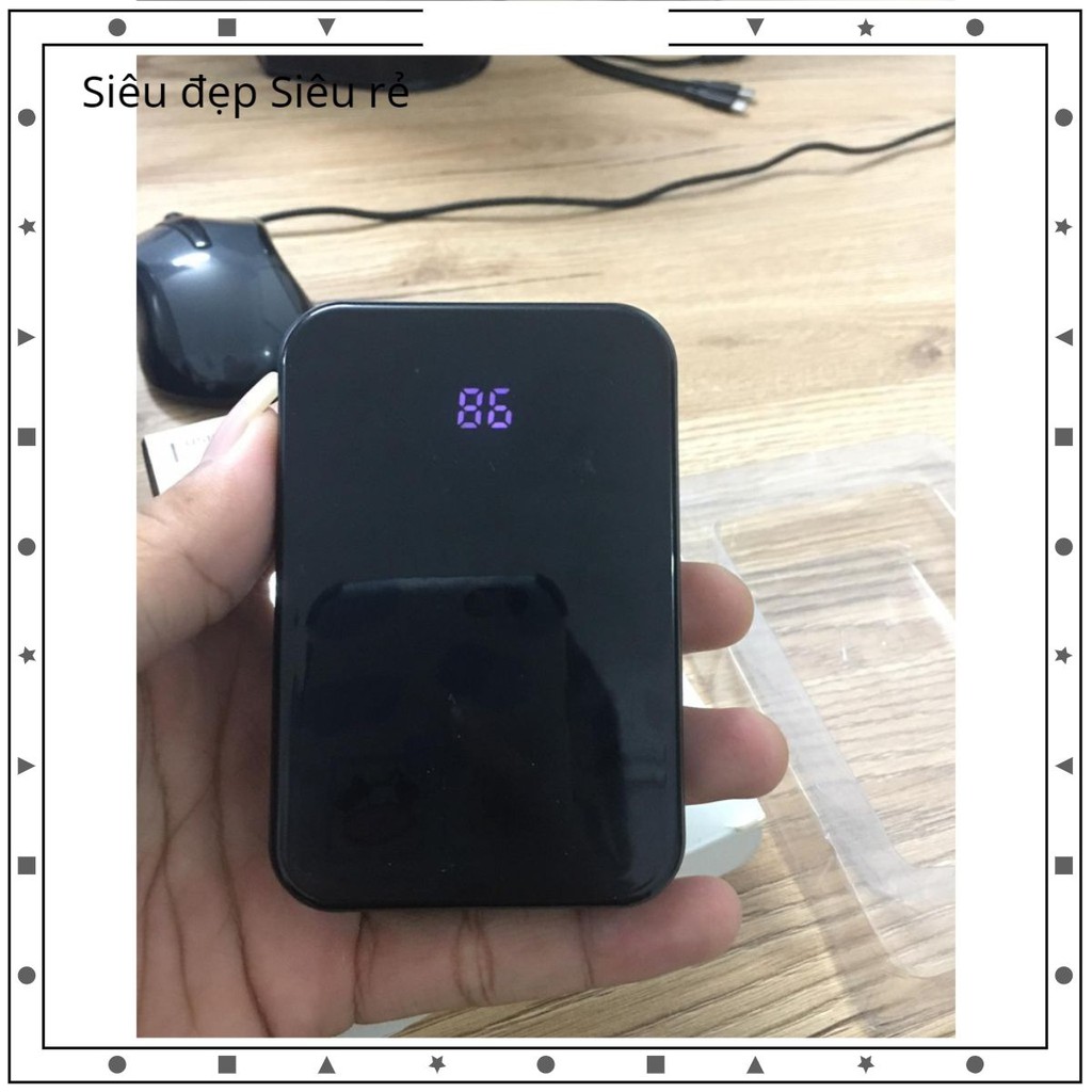 Pin sạc dự phòng smart Power Box 10000mah mặt kính hiển thị % pin rõ nét chính hãng giá tốt VihacoShop