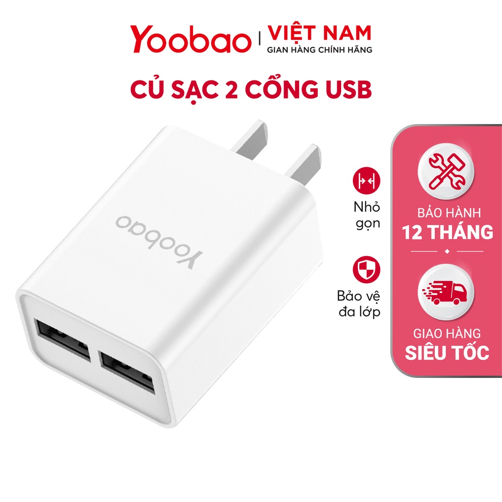 Củ sạc 2 cổng USB Yoobao 722S Dòng 2.1A - Hàng chính hãng - Bảo hành 12 tháng
