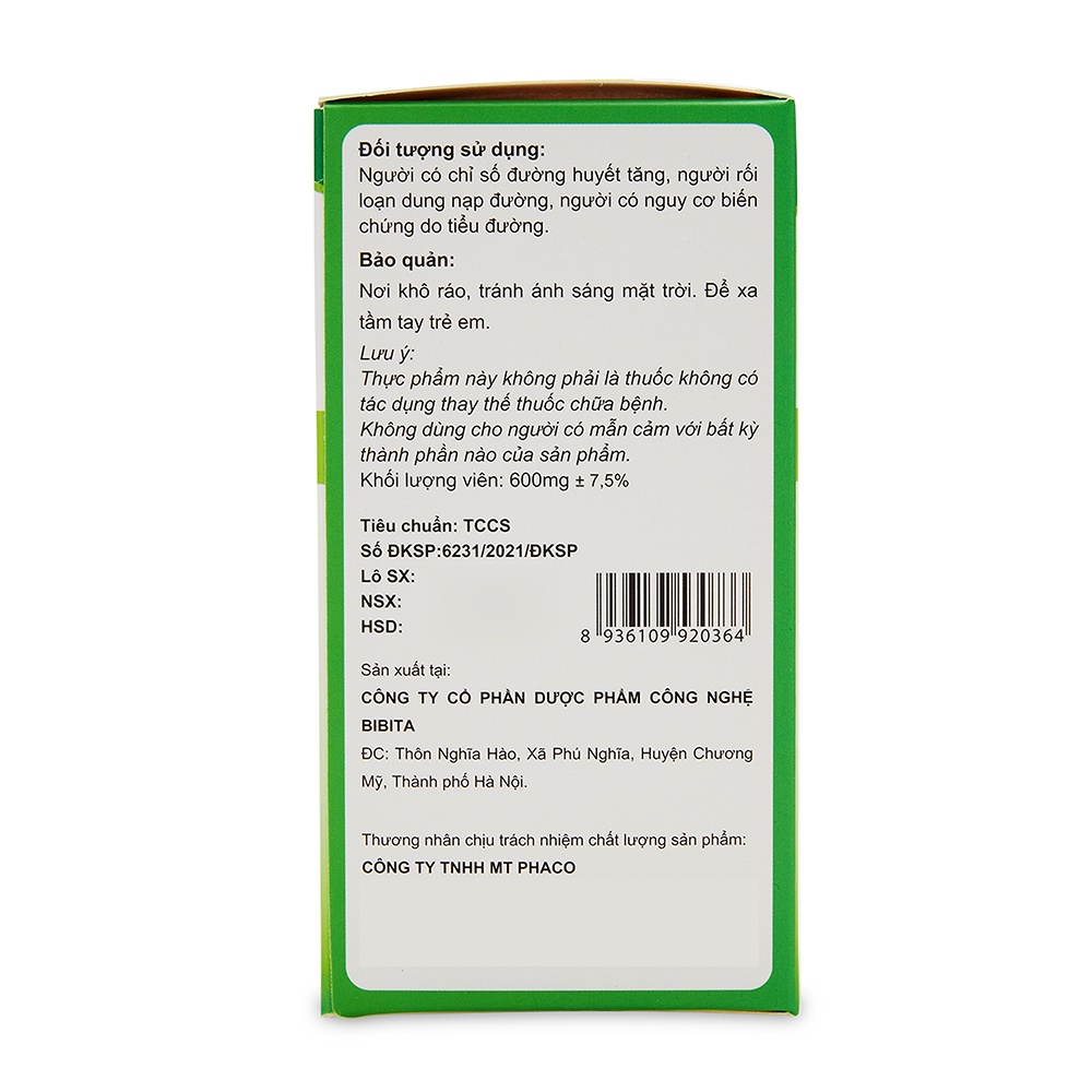 Viên uống DÂY THÌA CANH KHỔ QUA giảm tiểu đường, hạ đường huyết - 60 viên