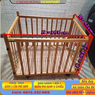 [KHÔNG HÓA CHẤT KHI SẤY] Cũi cho bé OMILUX- Cũi trẻ em bằng gỗ an toàn có chiều cao vượt trội đến 76cm (62x102x76)