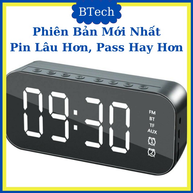 Loa Bluetooth Mini Kiêm Đồng Hồ Báo Thức 5W Màn Hình LED Đồng Hồ Báo Thức - Hỗ Trợ Thẻ Nhớ &amp; Nghe FM