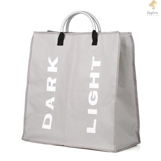 Collapsable 2-section Laundry Bag Foldable Laundry Hamper Durable Oxford Fabric Laundry Basket Clothes Sorter Portable Multifunction Storage Bag with Alloy Handle