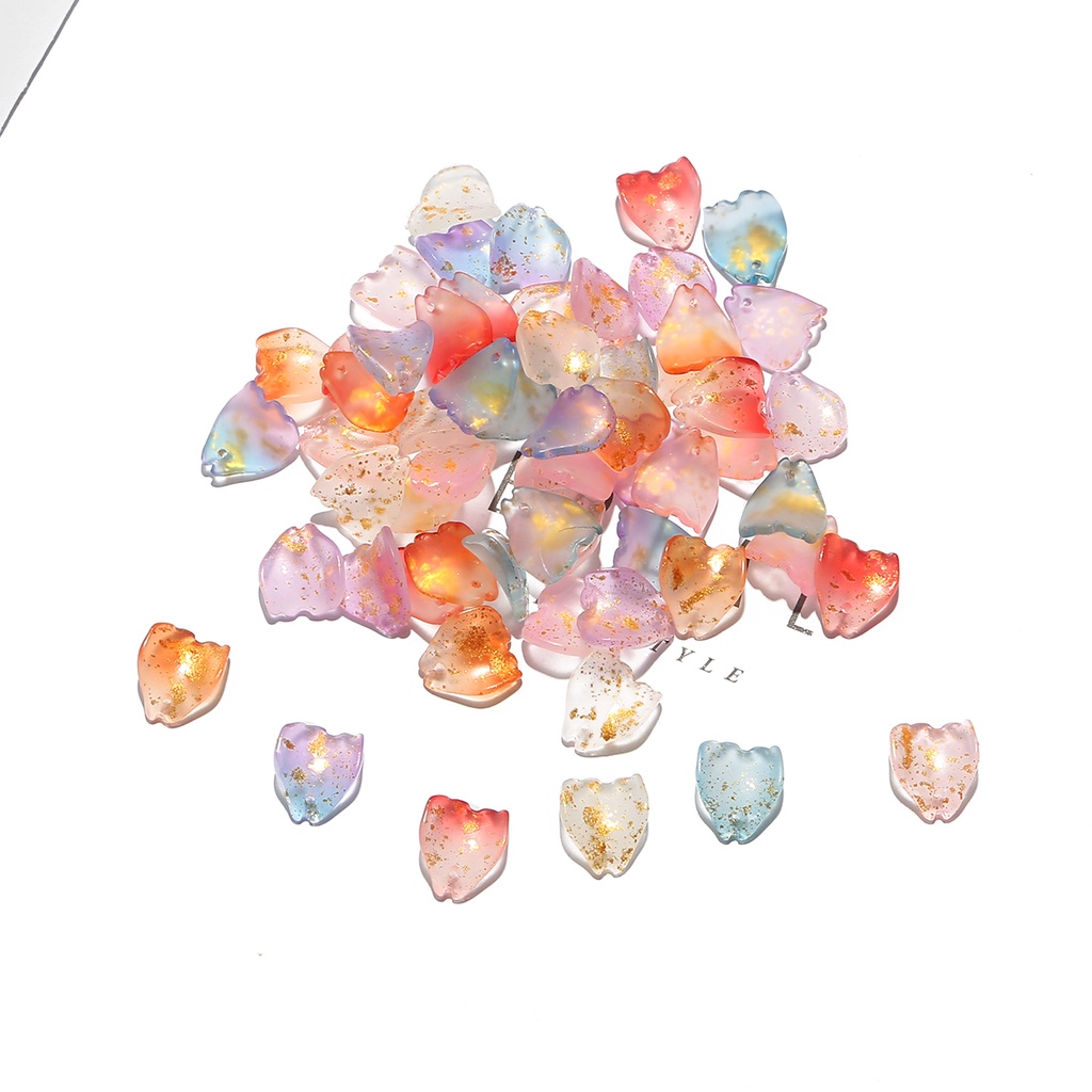 Set 10 hạt hình cánh hoa màu gradient cỡ 13x11mm dùng tự làm trang sức