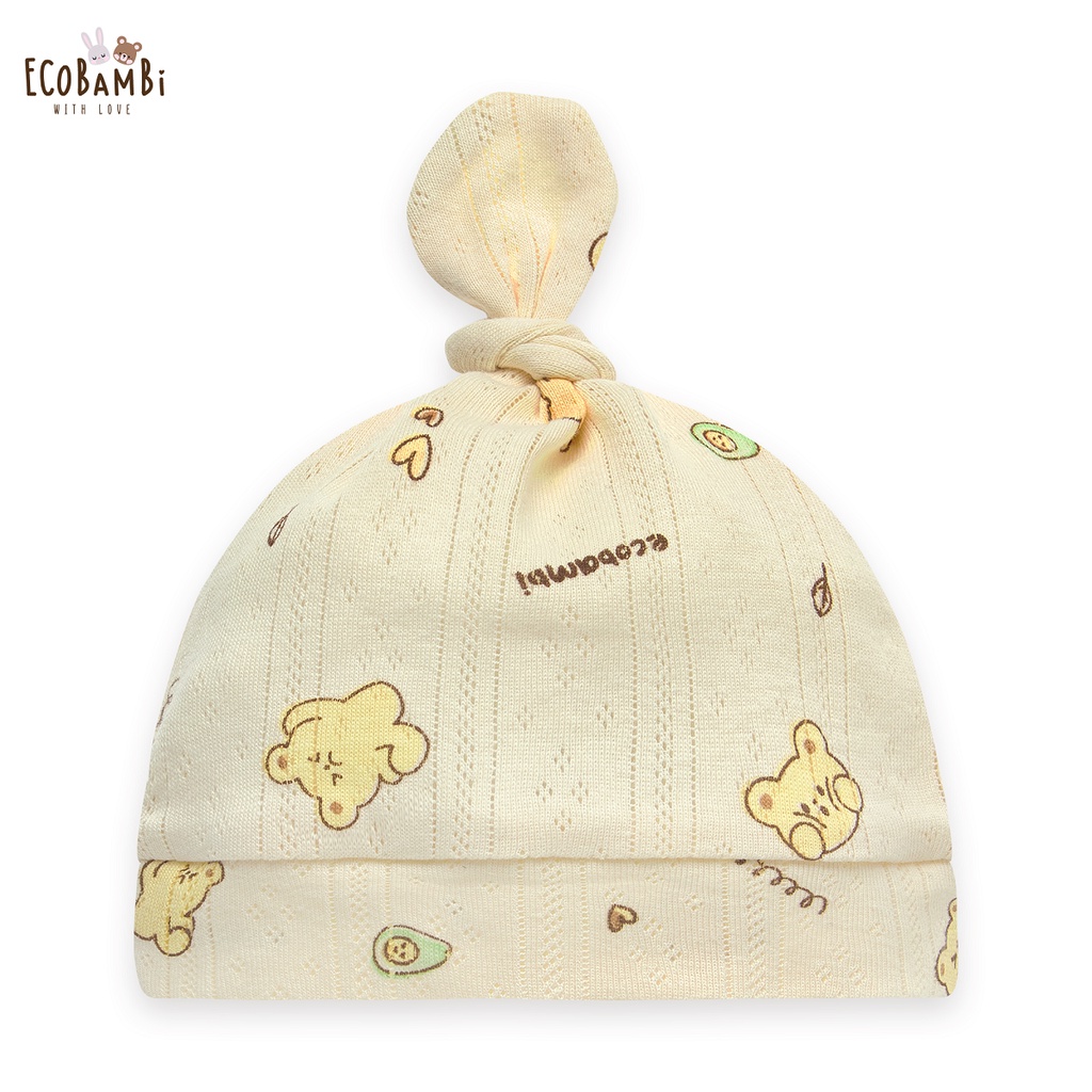 NEWBORN - Bộ thun cotton CÀI CHÉO, DÀI TAY dành cho trẻ sơ sinh, kiểu dệt Jacquard in hoạ tiết Ecobambi