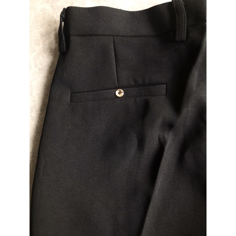 [HÀNG LOẠI 1] quần âu nam đen thêu logo đính đá quần ống côn hàn quốc vải không nhăn co dãn nhẹ | BigBuy360 - bigbuy360.vn